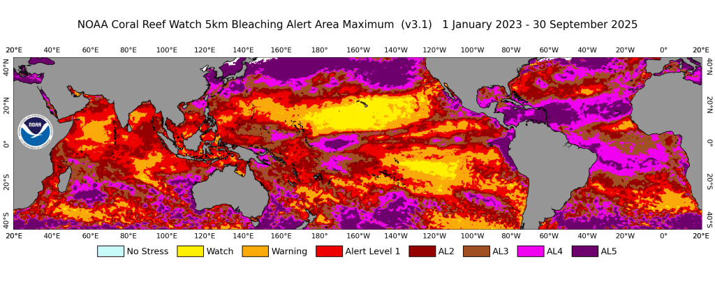 NOAA Global bleaching map