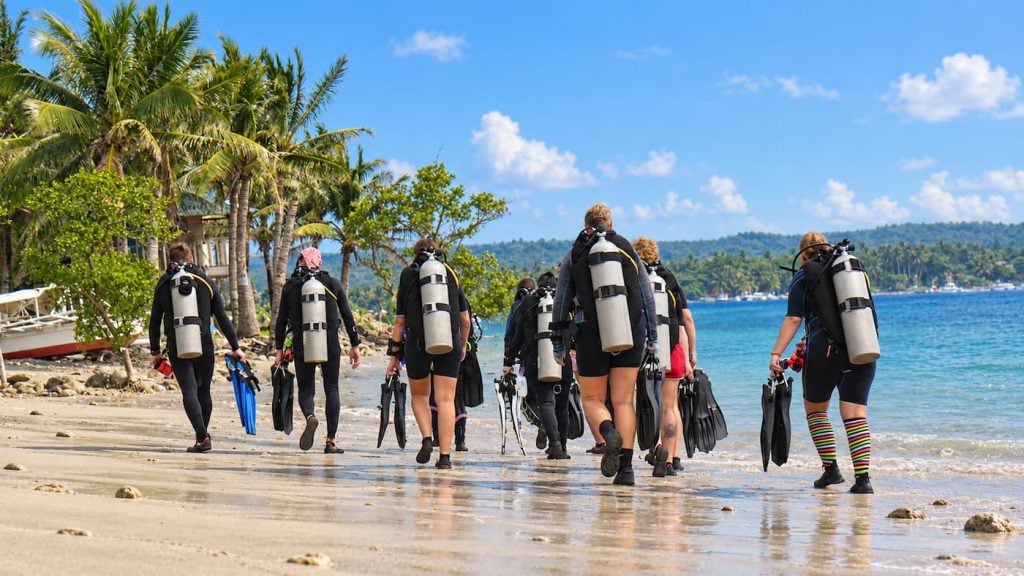 Volunteers entering the water at MCP